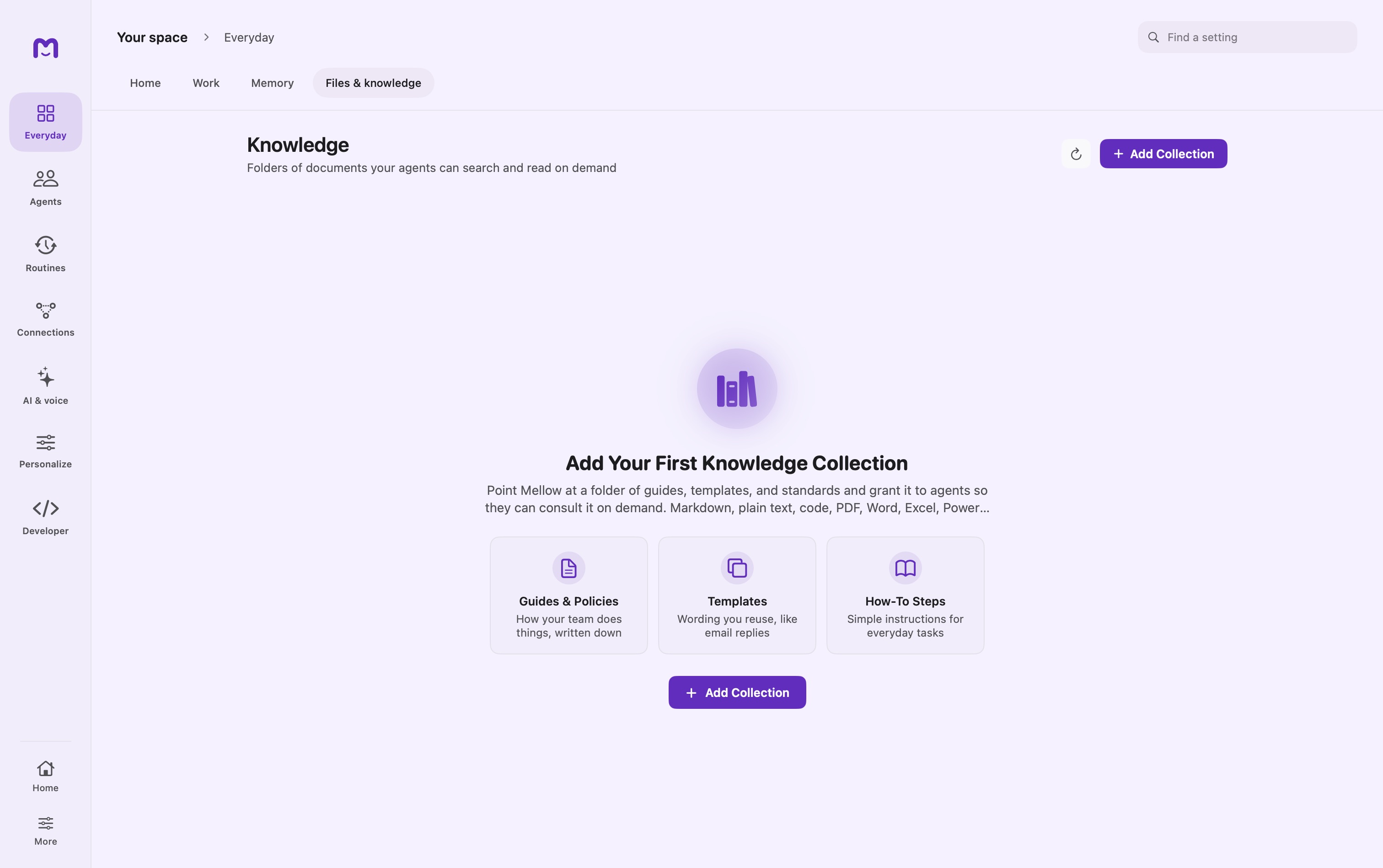Mellow knowledge screen